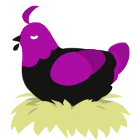 Goth Barbie, a black and plum chicken with a head pattern