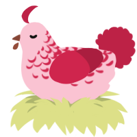 A rose and crimson chicken with a half-lace pattern
