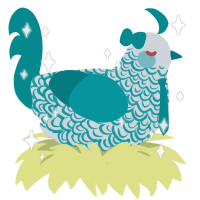 Galeo, a mist and teal chicken with a double-lace pattern