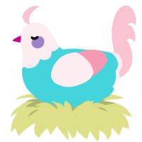 Cotton Candy Taffy, a aqua and rose chicken with a head pattern