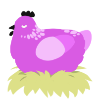A orchid and lavender chicken with a neck-speckle pattern