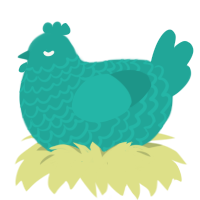 Mozart, a turquoise chicken with a lace pattern