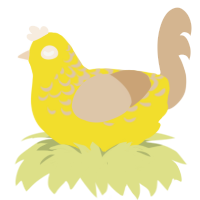 Cheese Sandwich, a yellow and beige chicken with a half-lace pattern