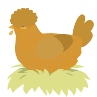 Gold Leaf, a orange and gold chicken with a lace pattern