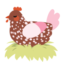 A russet and rose chicken with a speckle pattern