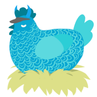 Cirrostratus, a cerulean and aqua chicken with a double-lace pattern