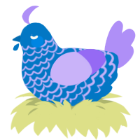 A sapphire and lilac chicken with a lace pattern