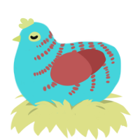 (unnamed), a aqua and red chicken with a half-bar pattern
