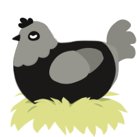 The Fearsome Fowl, a sable and ash chicken with a head pattern