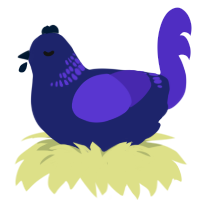 the Pooter, a navy and indigo chicken with a neck-band pattern