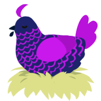 Sea-l, a navy and amethyst chicken with a lace pattern