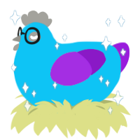 Hayami Uchicken, a cerulean and violet chicken