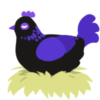 A sable and indigo chicken with a neck-speckle pattern
