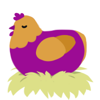 Serendipity, a plum and orange chicken with a head pattern