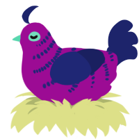A plum and navy chicken with a half-bar pattern