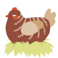A russet and beige chicken with a half-bar pattern