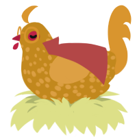 vash the stampede, a ochre and orange chicken with a speckle pattern