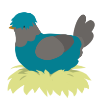 A sea and grey chicken with a head pattern