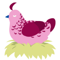 Phil, a pink and maroon chicken with a half-lace pattern