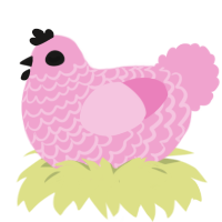 Googly, a pink chicken with a lace pattern