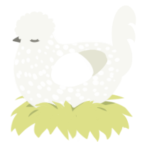 (unnamed), a white chicken with a speckle pattern