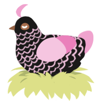 A sable and pink chicken with a lace pattern