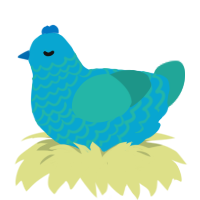 A cerulean and turquoise chicken with a lace pattern