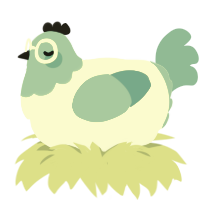 Pyjamma, a white and sky chicken with a head pattern