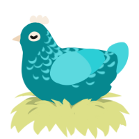 A teal and aqua chicken with a half-lace pattern