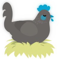 A grey chicken with a neck-speckle pattern