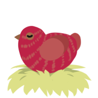 Heavys Right Kidney, a crimson and red chicken with a bar pattern
