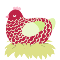 Caked, a crimson and apple chicken with a lace pattern