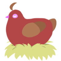 ox, a red and brown chicken