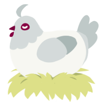 UNFORSEEN, a white and silver chicken with a head pattern