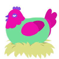 Watermelon high, a spring and fuchsia chicken with a head pattern
