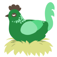 Failure 22, a viridian and spring chicken with a neck-speckle pattern