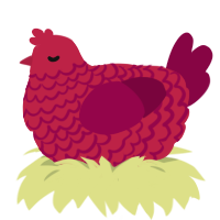 A crimson and maroon chicken with a lace pattern