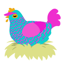 Casete, a sky and orchid chicken with a lace pattern
