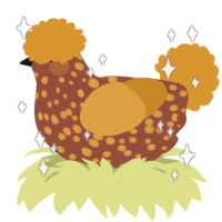 Solaria, a russet and orange chicken with a speckle pattern