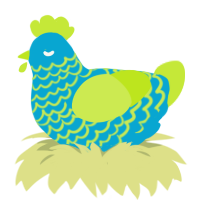 Lime Soda, a cerulean and lime chicken with a lace pattern