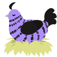 Grimace Shake, a lilac and sable chicken with a bar pattern