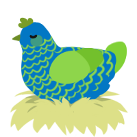 No Algae, a sapphire and grass chicken with a lace pattern