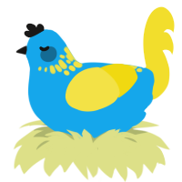 Blue Mocktail, a sky and yellow chicken with a neck-speckle pattern