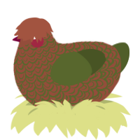 Leaf Litter, a russet and olive chicken with a double-lace pattern