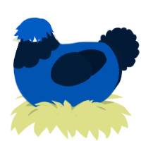 A ultramarine and tumblr chicken with a head pattern