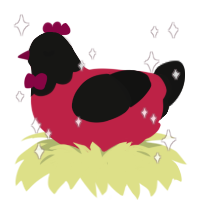 Vampire, a crimson and black chicken with a head pattern