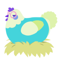 Burbuja, a aqua and apple chicken with a head pattern