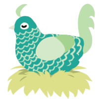 not on my watch, a turquoise and gluppy chicken with a lace pattern