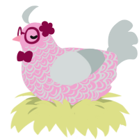 A pink and silver chicken with a double-lace pattern