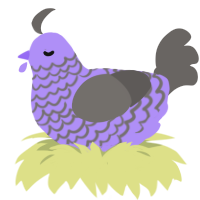 A lilac and grey chicken with a lace pattern